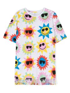 Stella McCartney Kids robe imprimée à franges - Blanc