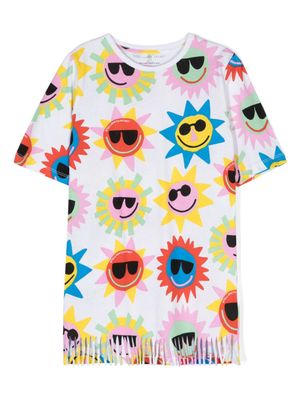 Stella McCartney Kids robe imprimée à franges - Blanc