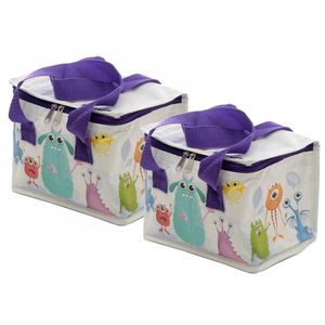 2x Stuks Kleine lunch koeltas Monstarz print 16 x 21 x 14 cm - 4,7 liter - Koeltas