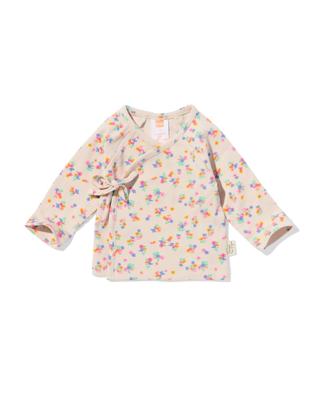 HEMA Newborn overslag T-shirt rib bloemen zand (zand)