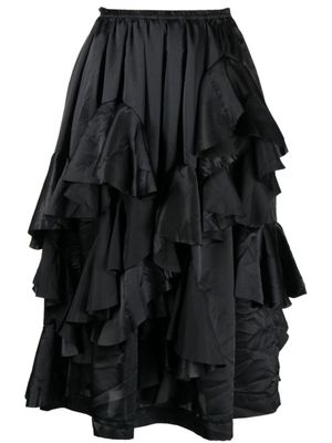 Comme Des Garçons Comme Des Garçons jupe mi-longue en satin à volants - Noir