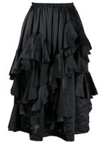 Comme Des Garçons Comme Des Garçons jupe mi-longue en satin à volants - Noir