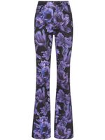 Philipp Plein floral-print high-rise bootcut jeans - Noir