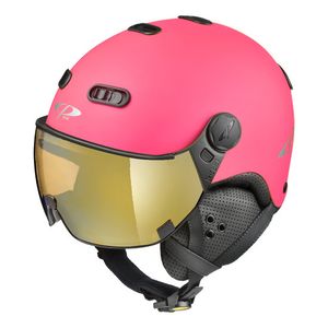 CP Carachillo roze fluo mat skihelm - meekleurend Vizier (4 Keuzes)