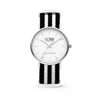 CO88 Horloge staal/nylon zilver/zwart/wit 36 mm 8CW-10035
