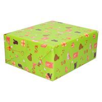 10x Sinterklaas inpakpapier/cadeaupapier print groen 250 x 70 cm - thumbnail
