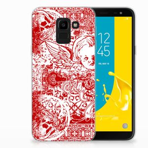 Silicone Back Case Samsung Galaxy J6 2018 Angel Skull Rood