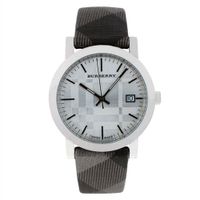 Horlogeband Burberry BU1869 Leder/Kunststof Grijs 20mm