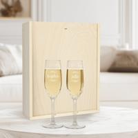 Champagnekist met gegraveerde glazen - flutes met naam