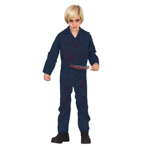 Blauw horror moordenaar verkleed kostuum / jumpsuit voor kinderen 10-12 jaar (140-152)  -