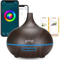 Gologi Slimme Aroma Diffuser - 550ML - Luchtbevochtiger - LED verlichting - Incl. 2 Etherische Oliën - Donkerbruin - thumbnail