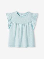 Baby T-shirt met bloemenprint turquoiseblauw - thumbnail