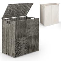 110L Wasmand met Deksel met Praktische Handgrepen en Uitneembare Binnenzak 2-Delige Opvouwbare Wasmand Grijs