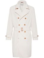 Brunello Cucinelli manteau croisé à revers crantés - Blanc