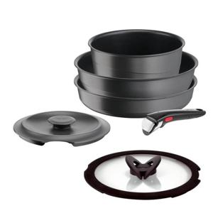 Tefal Ingenio- set van 6 stuks - Inductie - Antiaanbaklaag - Koekenpan, Braadpan, Gietijzer + glazen deksel - L867S604