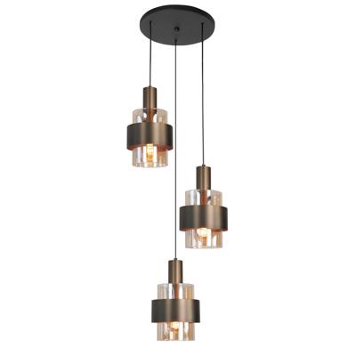 Highlight 3-lichts hanglampMarrone zwart met koper brons - H5681.01