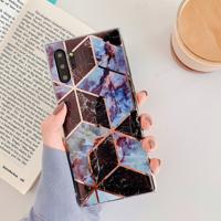 Voor Galaxy Note 10 Pro plating kleurrijke geometrische patroon mozaïek marmer TPU mobiele telefoon geval (zwart PJ6)