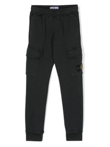 Stone Island Junior Compass badge tapered cotton trousers - Noir