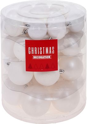 Kerstballenset - 44 stuks plastic - mat wit