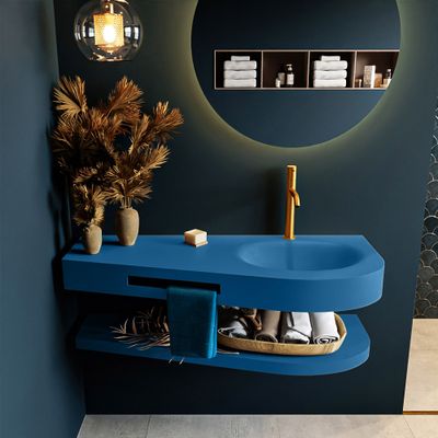 MONDIAZ RIVA 120cm Wastafel met planchet kleur Jeans. Wastafel DULCET rechts 1 kraangaten kleur Jeans. MONDIAZ RIVA 120cm Wastafel met planchet kleur Jeans. Wastafel DULCET rechts 1 kraangaten kleur Jeans.