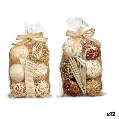 Set decoratieve ballen Gift Decor Wit Bruin 22 x 40 x 9 cm (12 Stuks)