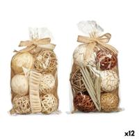 Set decoratieve ballen Gift Decor Wit Bruin 22 x 40 x 9 cm (12 Stuks)