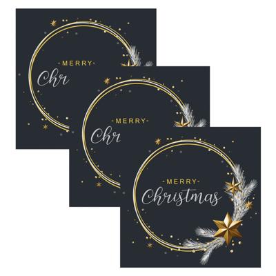 Kerst thema servetten - 60x st -? zwart Merry Christmas - 33 x 33 cm - kerstdiner - kerstservetten