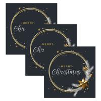Kerst thema servetten - 60x st -? zwart Merry Christmas - 33 x 33 cm - kerstdiner - kerstservetten