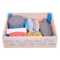 Bigjigs houten kistje met vis Bigjigs houten kistje met vis