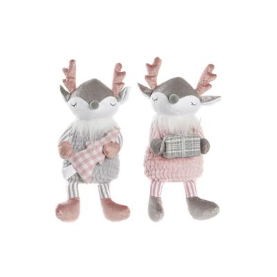Decoratieve figuren DKD Home Decor Kerstmis Dier Polyester Herten (14 x 17 x 28 cm) (2 Stuks)