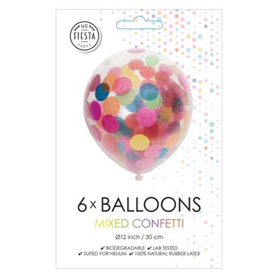 Globos Confetti ballonnen papieren confetti mix 30cm, 6st.