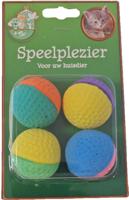 Kattenspeelgoed blister a 4 sponsballen 2 kleuren - Gebr de boon