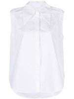 Jil Sander chemise sans manches à col pointu - Blanc