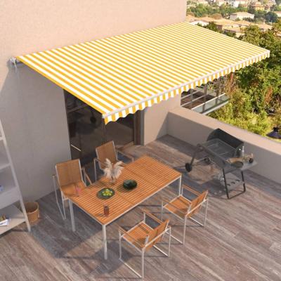 Luifel automatisch uittrekbaar 600x350 cm geel en wit