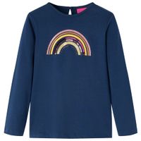 Kindershirt met lange mouwen regenboogprint 116 marineblauw