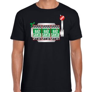 Bad / good Santa fout Kerst t-shirt zwart voor heren