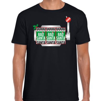 Bad / good Santa fout Kerst t-shirt zwart voor heren Bad / good Santa fout Kerst t-shirt zwart voor heren