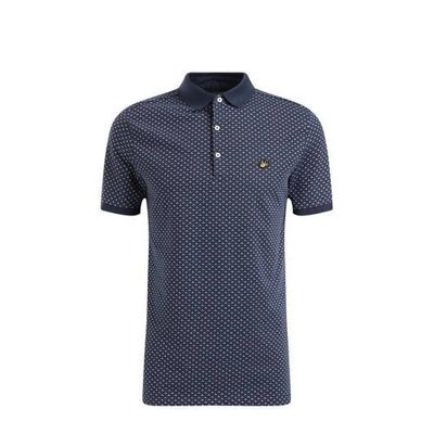 WE Fashion slim fit polo met jacquard heavy blue