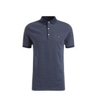WE Fashion slim fit polo met jacquard heavy blue - thumbnail