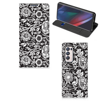 OPPO Find X3 Neo Smart Cover Black Flowers