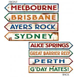 Australie straatbord decoraties - wegwijzers - steden/plekken - thema versiering landen - 10 x 61 cm