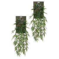 Louis Maes kunstplanten - 2x - Bamboe - groen - hangende takken bos van 158 cm - Kunstplanten - thumbnail