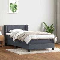 Boxspring met matras fluweel donkergrijs 100x210 cm