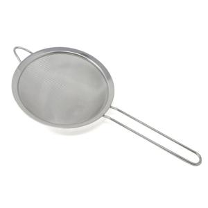 Keuken vergiet/zeef met steel - metaal - grijs - D18 x L37 cm