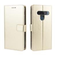 Retro Crazy Horse textuur horizontale Flip lederen case voor LG G8S ThinQ met houder & kaartsleuven & fotolijstjes (goud)