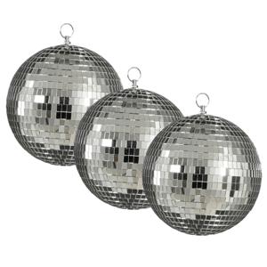 Grote discobal kerstballen - 3x - zilver - 20 cm - foam - spiegelbol - kerstversiering