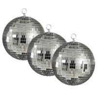 Grote discobal kerstballen - 3x - zilver - 20 cm - foam - spiegelbol - kerstversiering - thumbnail