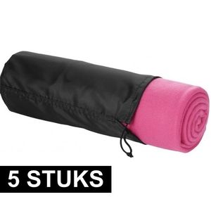 5x Fleece deken roze 150 x 120 cm