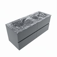 MONDIAZ VICA-DLUX 120cm badmeubel onderkast Plata 4 lades. Inbouw wastafel CLOUD dubbel zonder kraangat, kleur Lava, en spiegel model SPOT - thumbnail