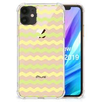 Apple iPhone 11 Doorzichtige Silicone Hoesje Waves Yellow - thumbnail